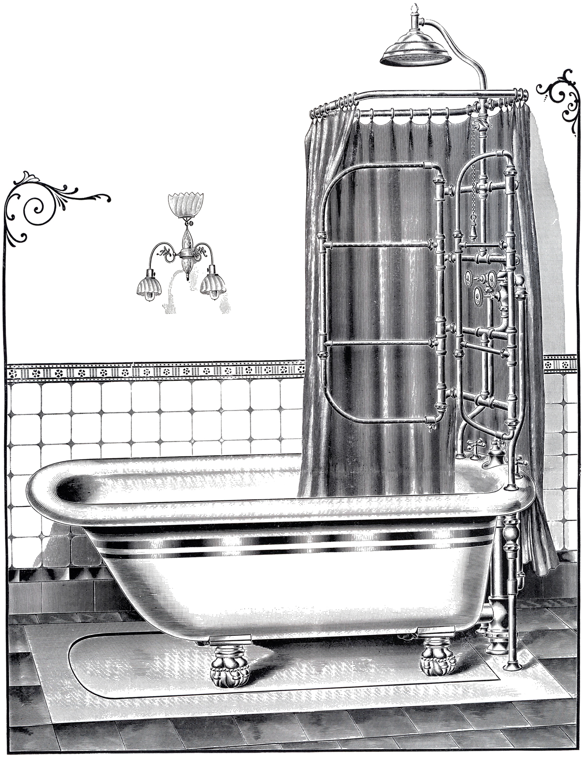 Vintage bathtub images and bath time clipart