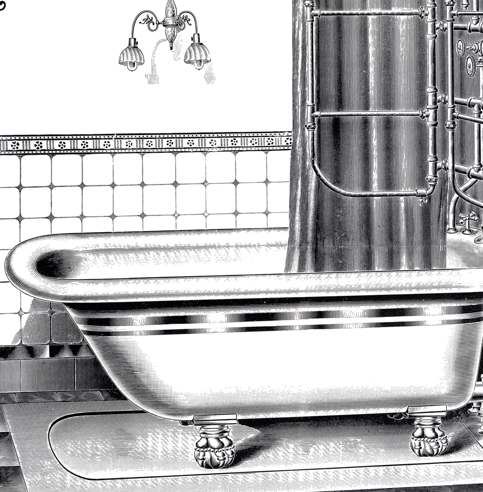 Vintage bathtub images and bath time clipart