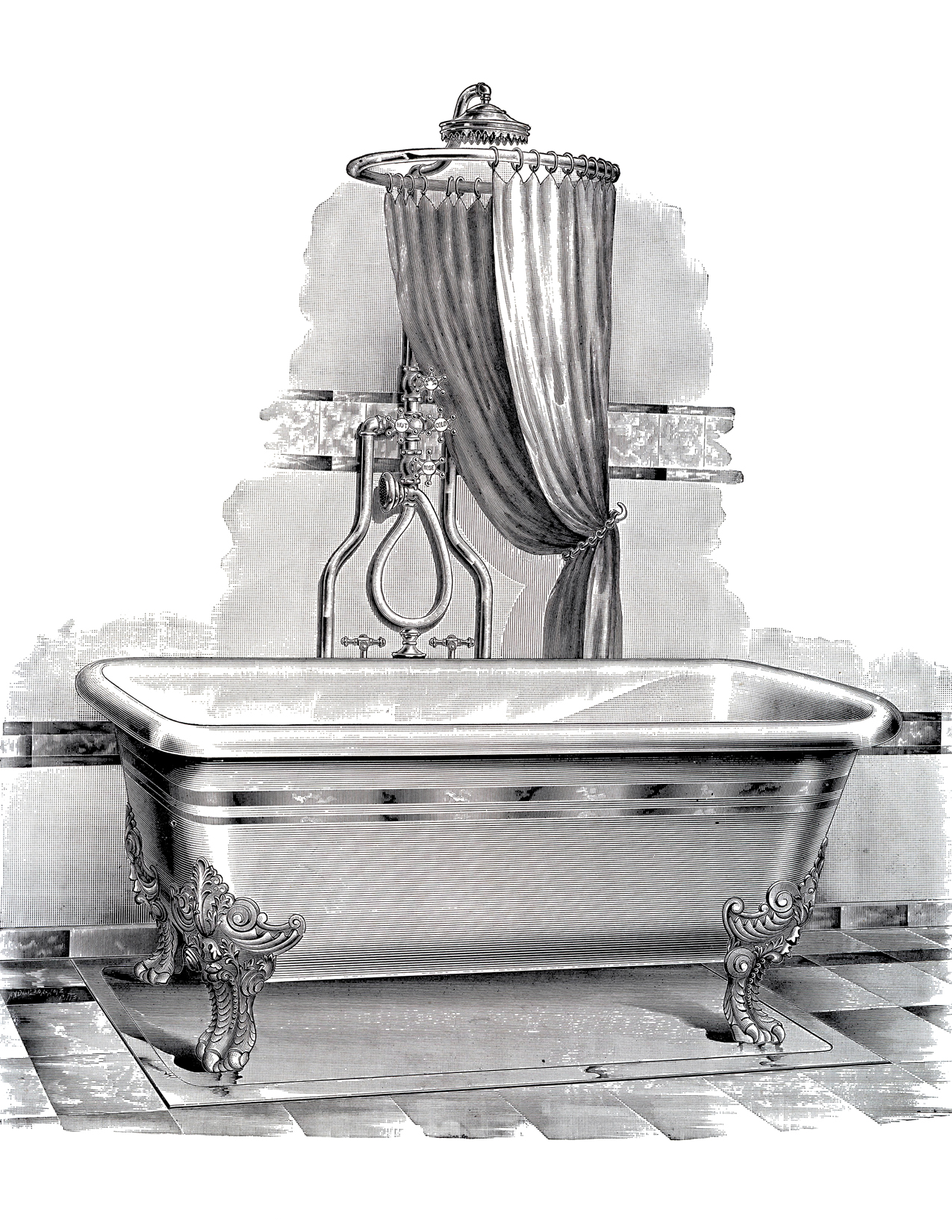 Vintage bathtub images and bath time clipart