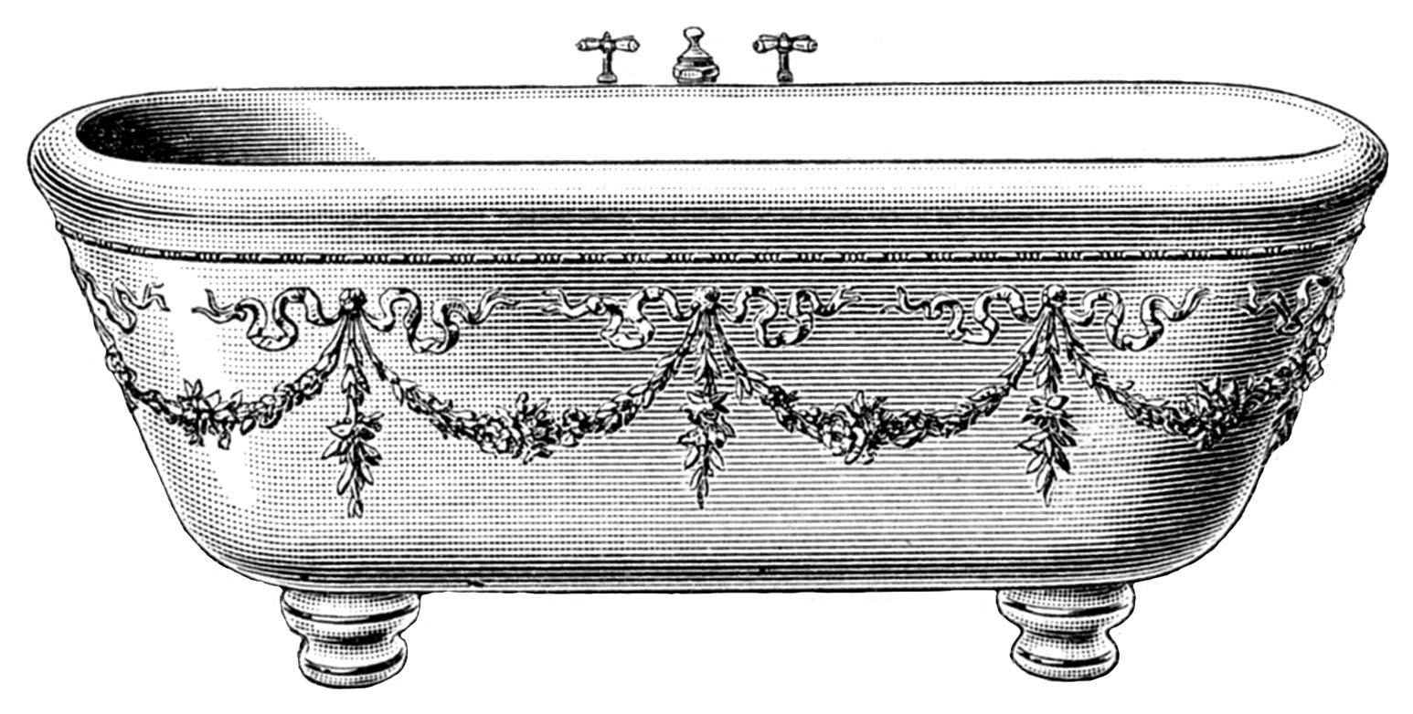 Vintage bathtub images and bath time clipart