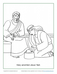 Mary anointing jesus feet coloring page on sunday school zone