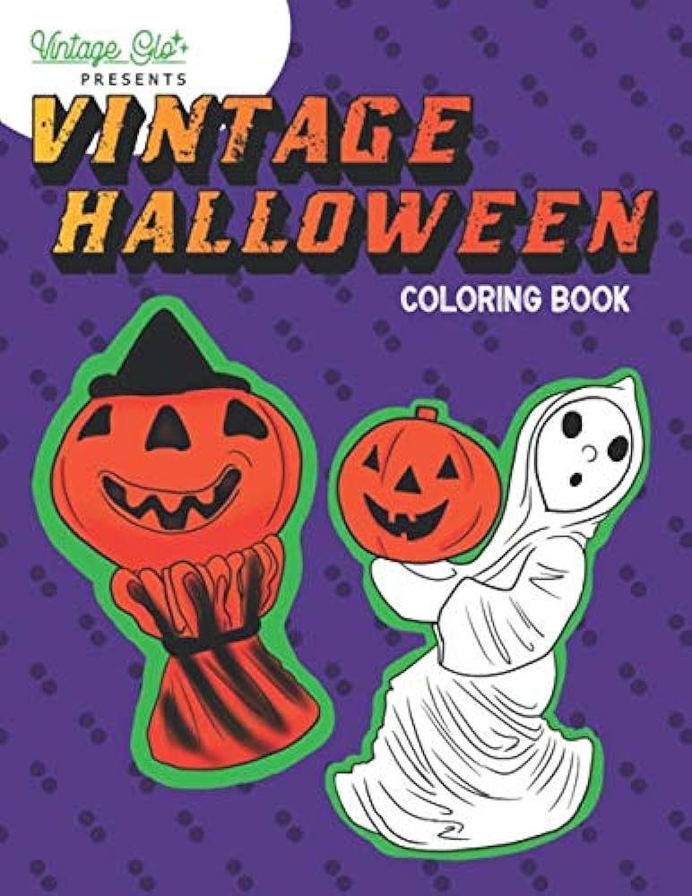 Vintage halloween coloring book for adults and kids by vintage glo shop spooky and retro halloween graphics shop vintage glo books