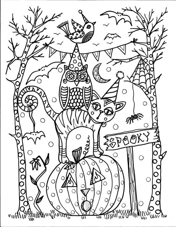 Pages instant download halloween coloring pages different designs to colordigitaldigistampfallwitch