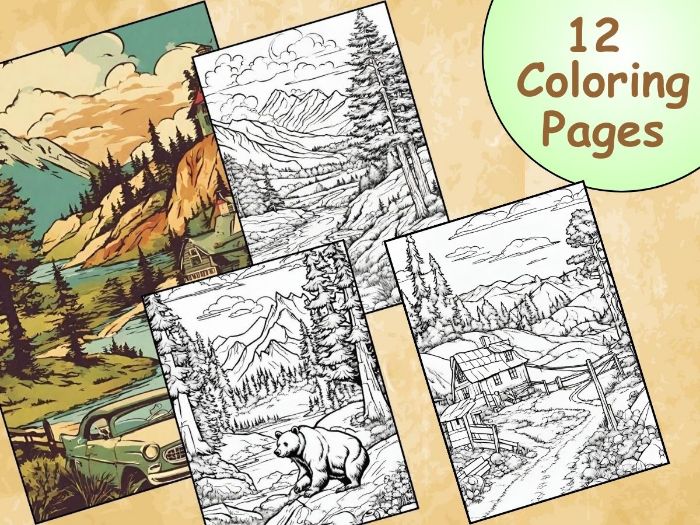 Vintage landscape coloring pages learn about history through art teaching resources