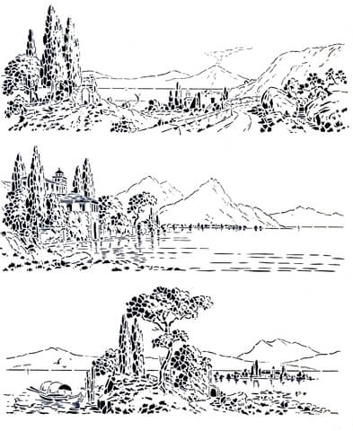Vintage outdoor landscapes coloring page free printable coloring pages