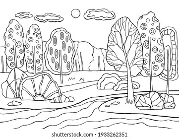 Adult colouring landscape images stock photos d objects vectors