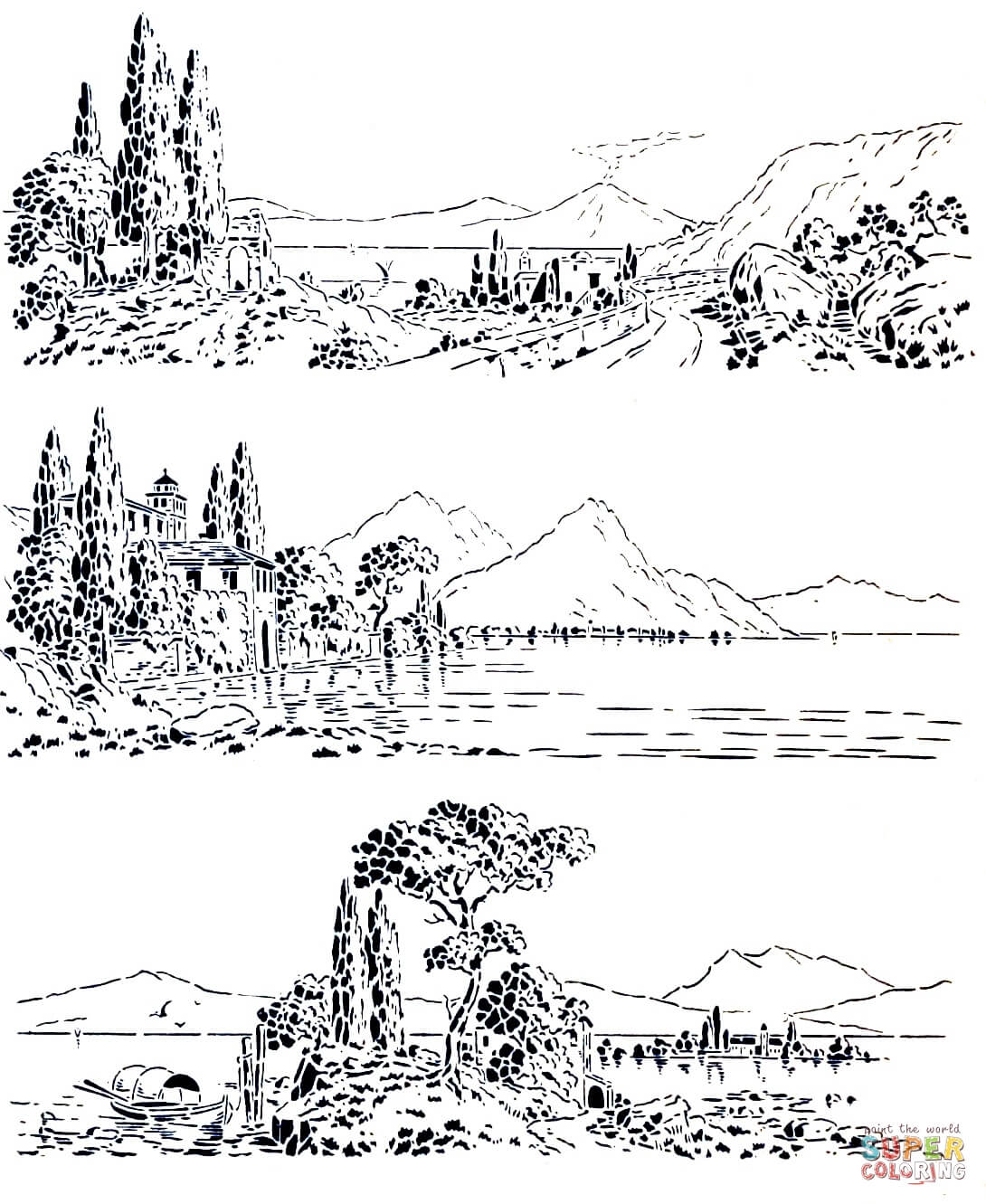Vintage outdoor landscapes coloring page free printable coloring pages