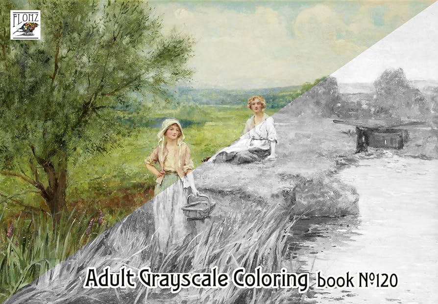 Adult loring book pages magazine size utry girl at rural outdoors landscapes vintage painting flonz vintage designs for grayscale loring home kitchen