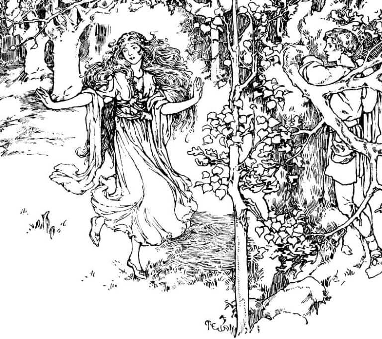Beautiful forest landscape coloring page