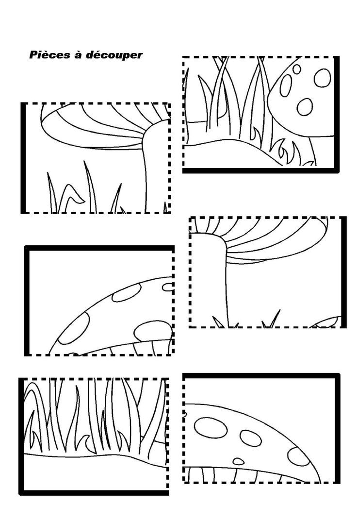 Fun mushroom puzzle worksheet for preschool and kindergarten