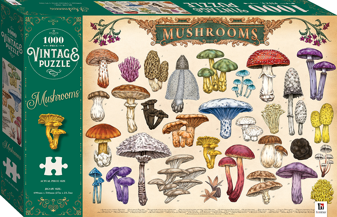 Vintage puzzle mushrooms