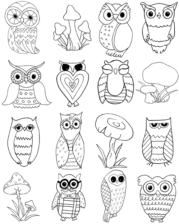 Mushroom coloring pages vintage