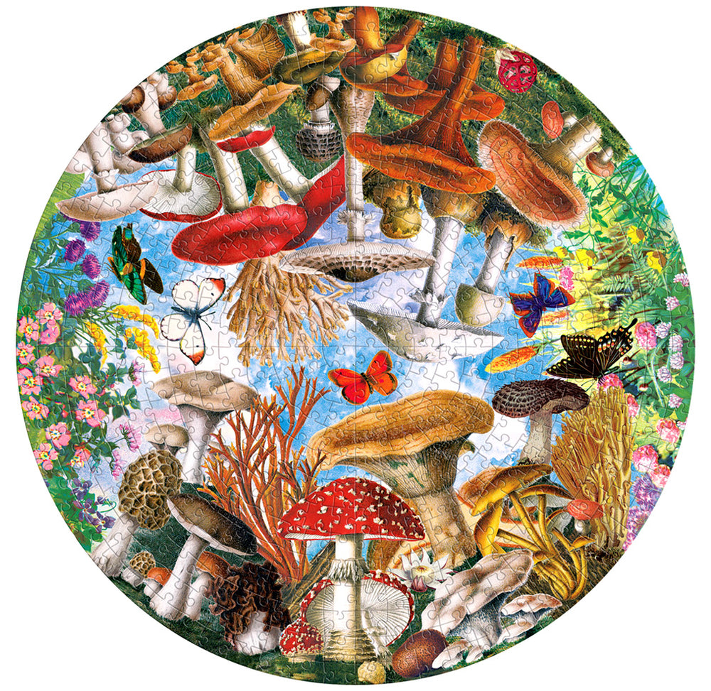 Mushroom and butterflies piece round puzzle â exploratorium