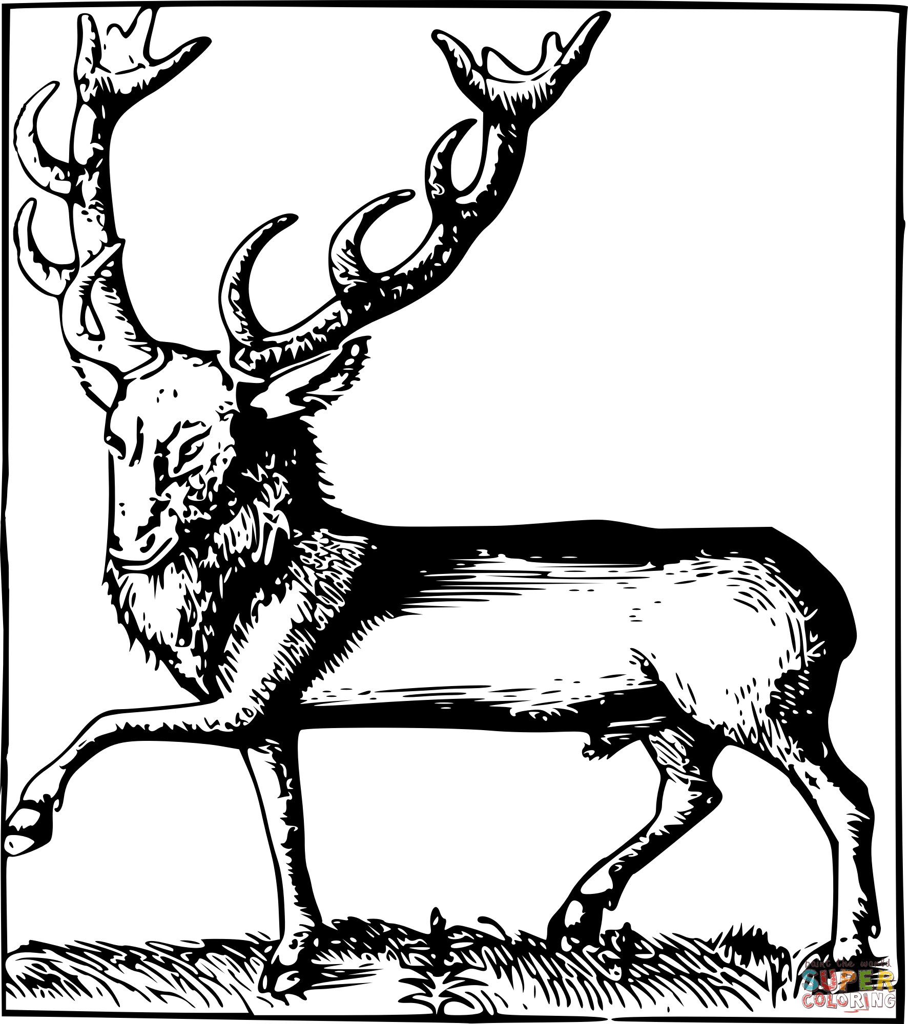 Vintage odd reindeer coloring page free printable coloring pages