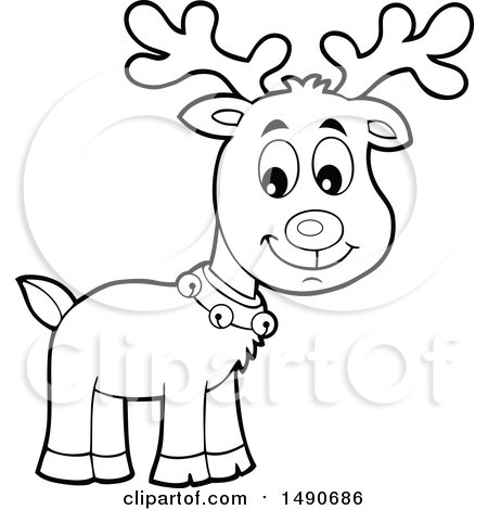 Clipart of a black and white christmas reindeer