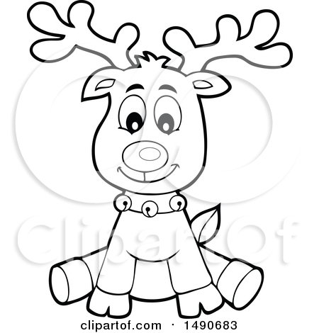 Clipart of a black and white christmas reindeer