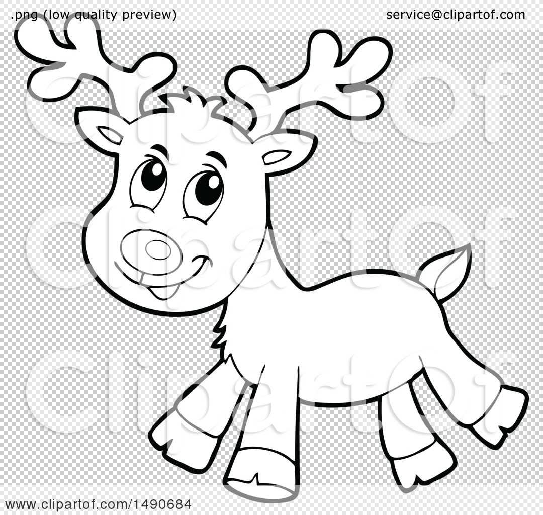 Clipart of a black and white christmas reindeer
