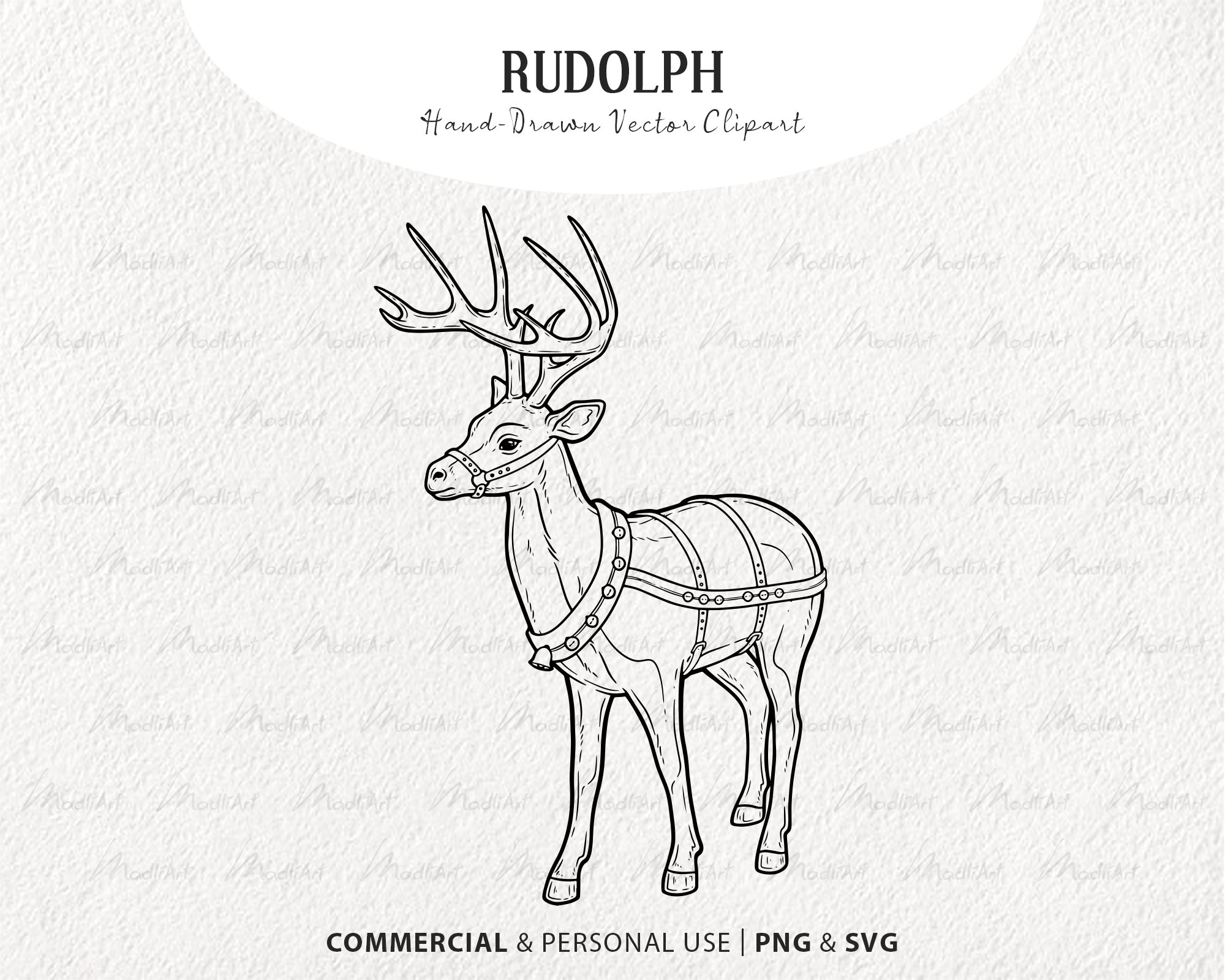 Rudolph svg clipart santas reindeer outline christmas deer vector line art winter sleigh animal png svg mercial use