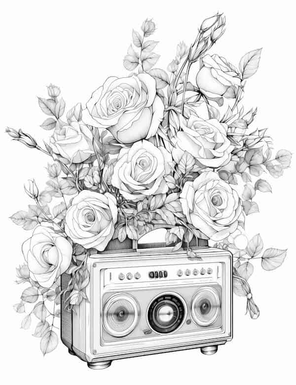 Beautiful rose coloring pages for kids and adults