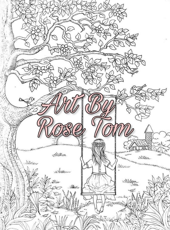Coloring page girl in the garden vintage collection rose tom