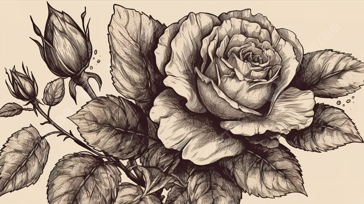 Rose pencil sketch background vintage design ideas rose coloring picture background image and wallpaper for free download