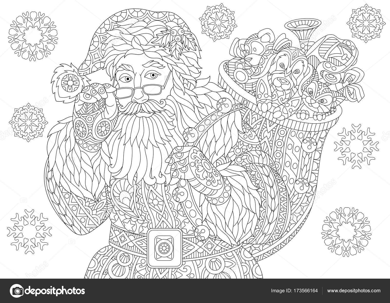 Zentangle vintage santa claus stock vector by sybirko
