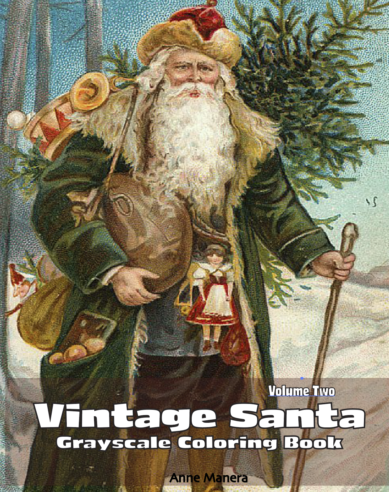 Vintage santa grayscale photo coloring book volume by anne manera