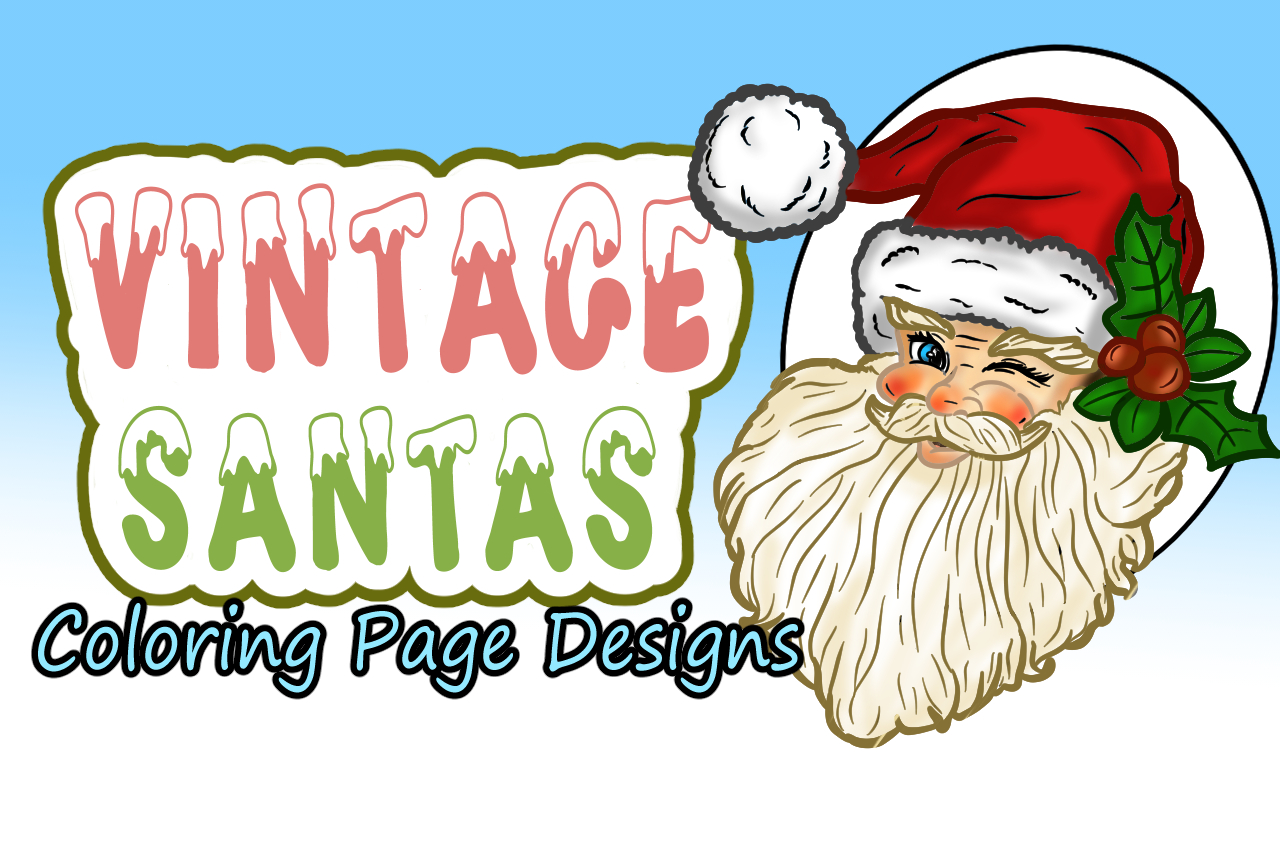 Vintage santas coloring pages designs