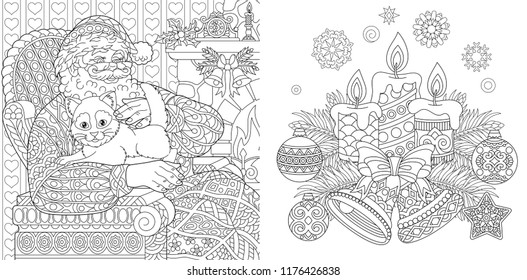 Christmas colouring pages coloring book adults stock vector royalty free