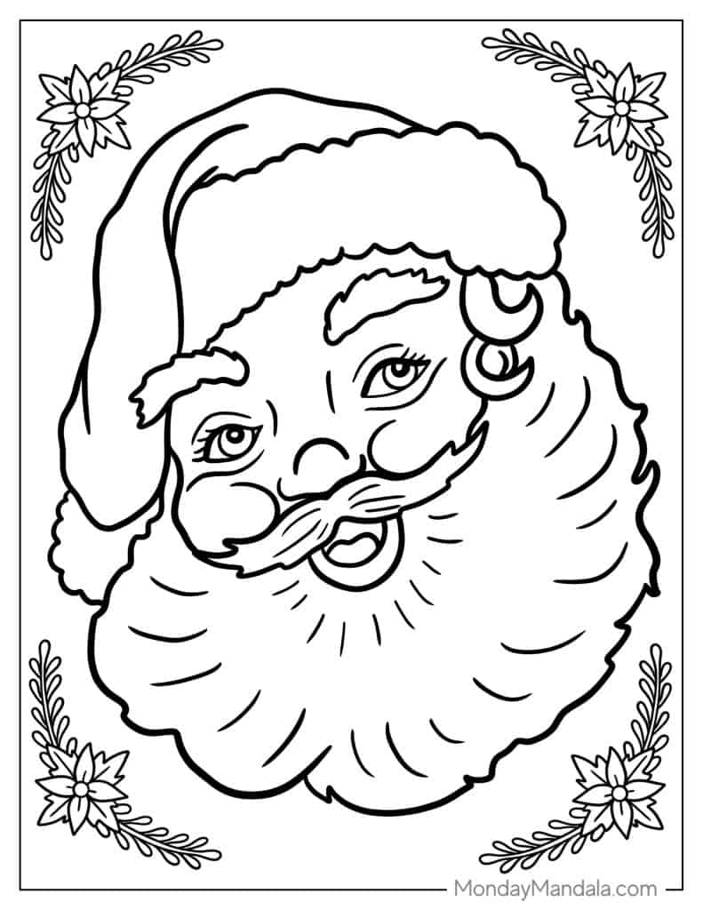 Santa coloring pages free pdf printables