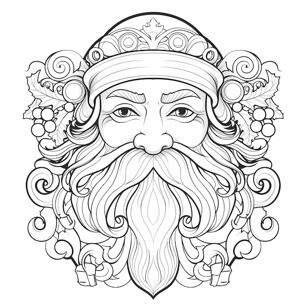 Premium ai image classic christmas charm coloring page with a retro santa face