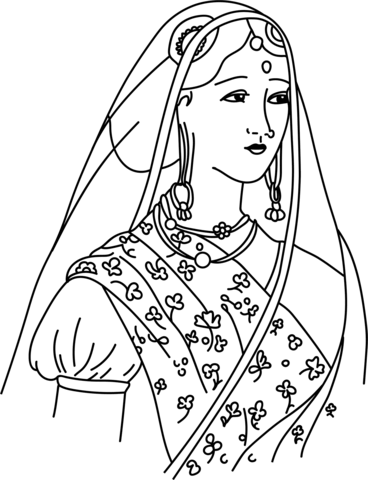 Young hindu woman of high birth coloring page free printable coloring pages