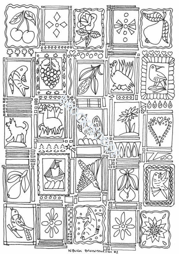 Vintage springerle cookie moulds coloring page digital download