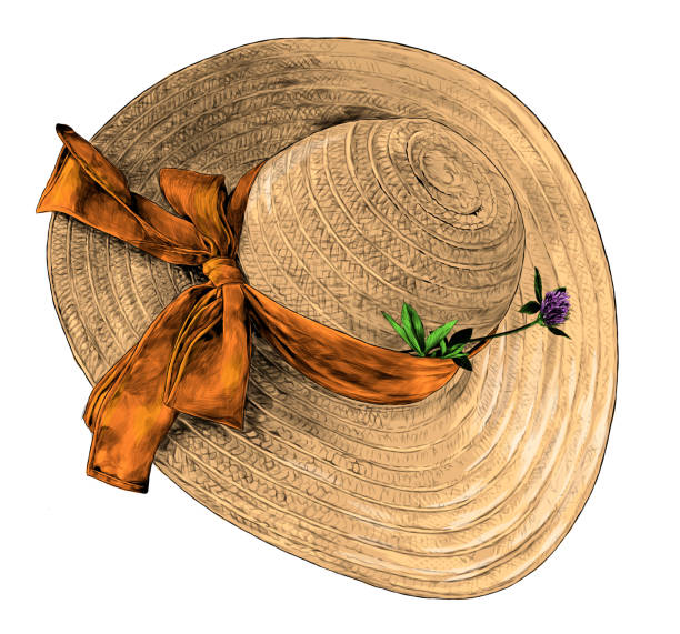 Old straw hat stock illustrations royalty