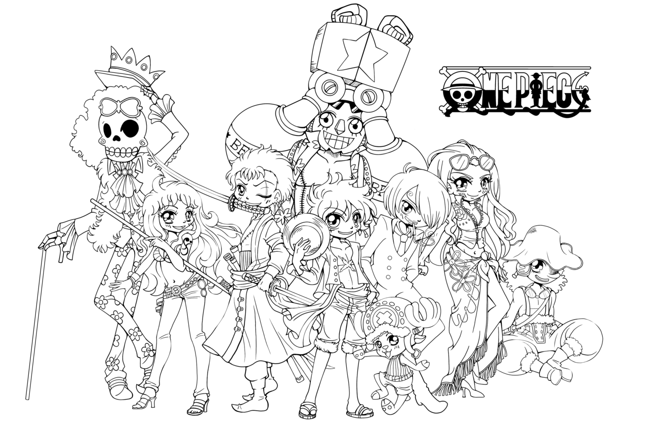The straw hat crew one piece mega lineart coloring pages coloring books adult coloring designs