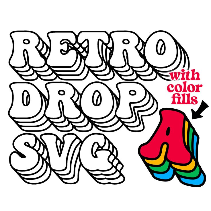 Retro svg letter type retro bubble with drop shadow