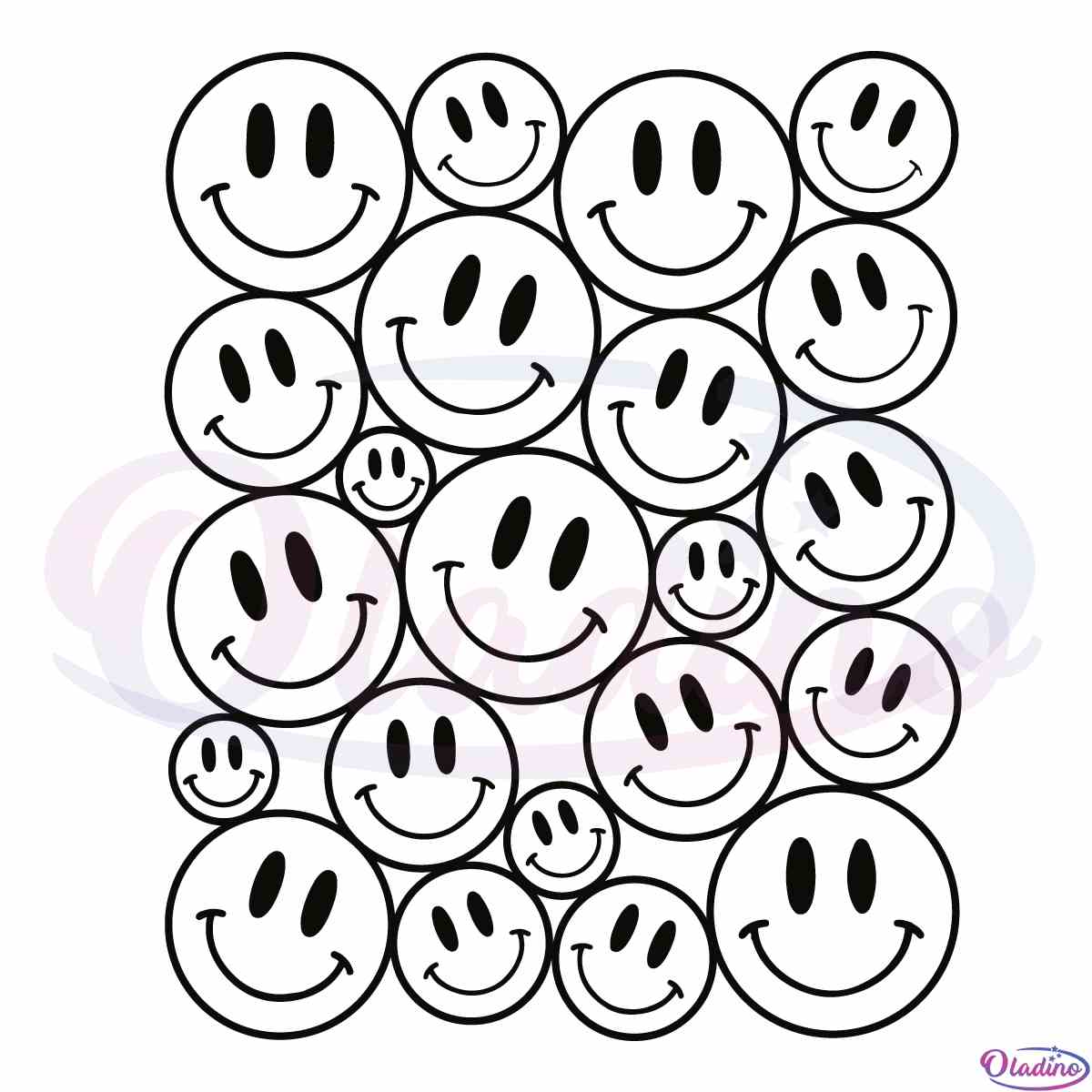 Smiley pattern retro smiley face svg digital file