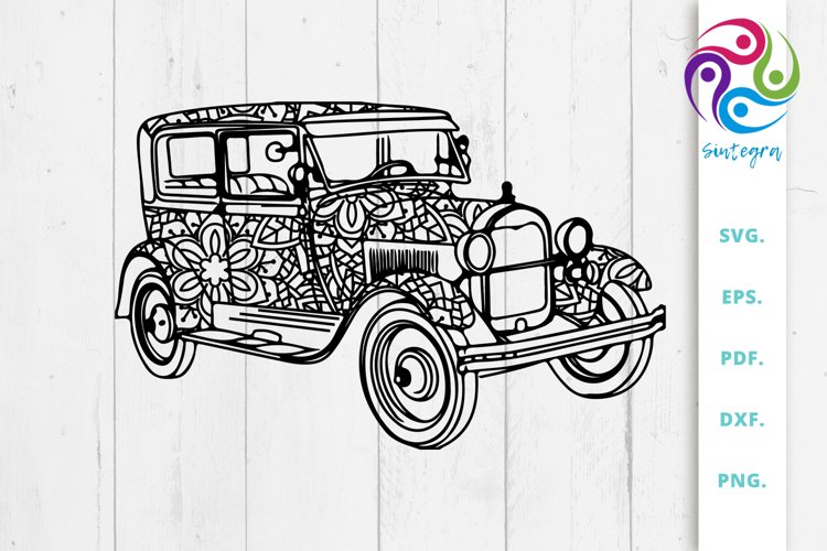Vintage zentangle car svg cut file