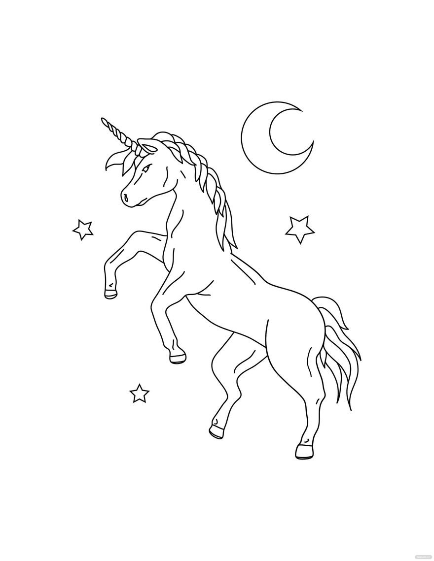 Free vintage unicorn coloring page