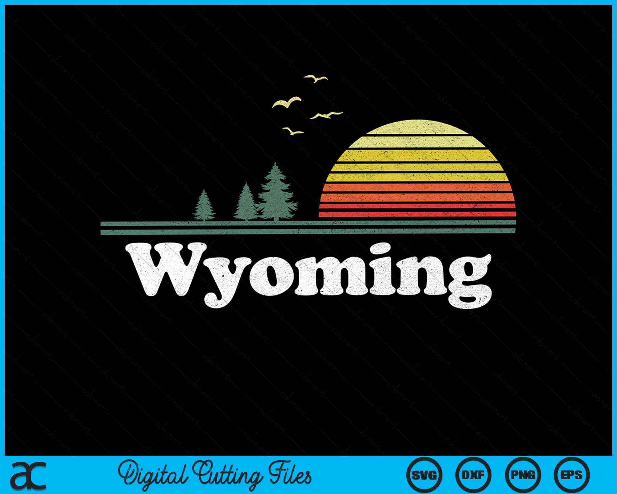 Retro wyoming park wy home design svg png digital cutting file â s