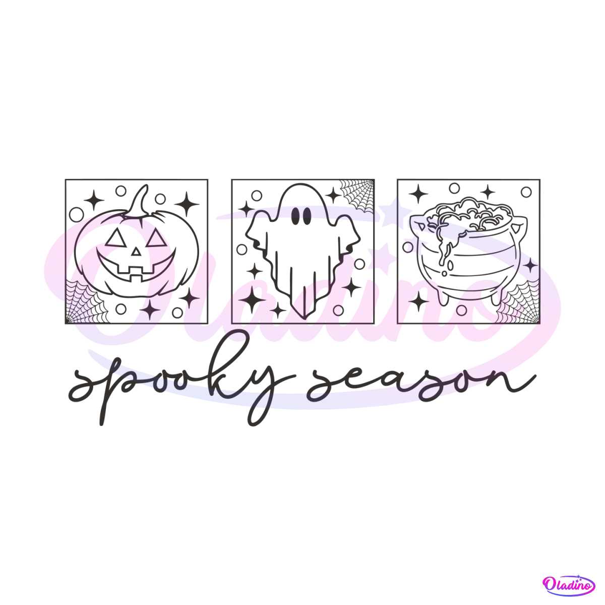 Vintage spooky season pumpkin ghost witch svg digital file