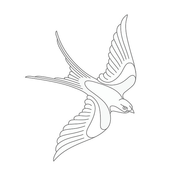 Silhouette of vintage sparrow tattoo stock illustrations royalty