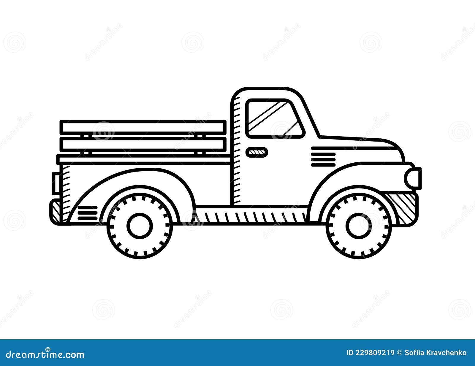 Retro pickup truck coloring book for kids stock vector
