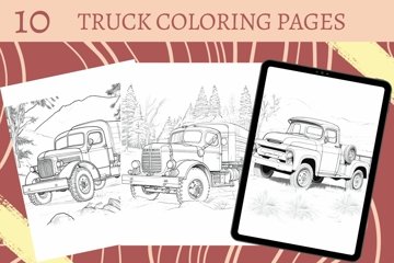 Truck coloring pages design bundles