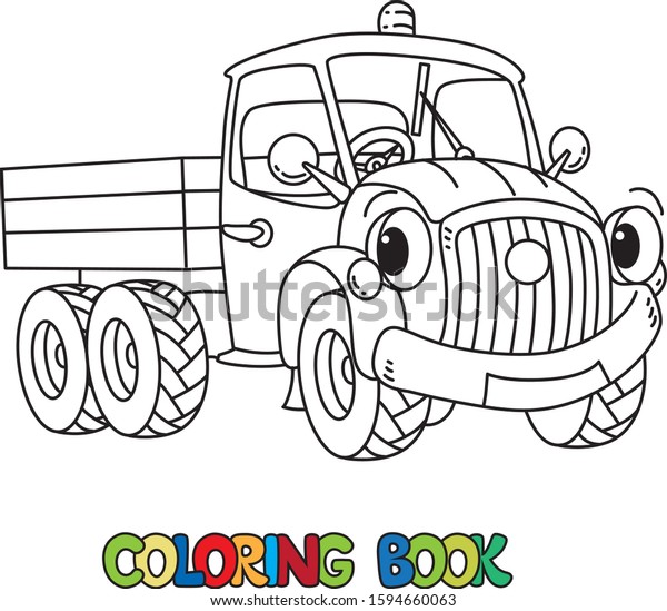 Funny small old truck eyes coloring stock vector royalty free
