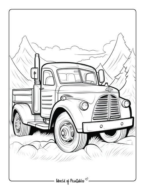 Truck coloring pages for kids adults