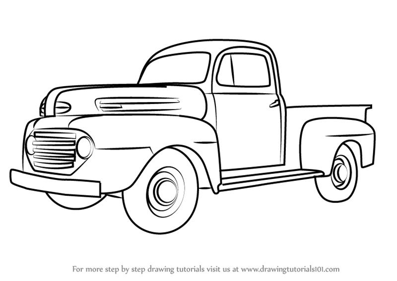 How to draw vintage truck v vintage step by step