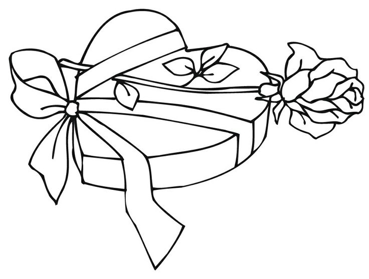 Chocolates with rose valentine coloring pages valentine coloring valentines day coloring page