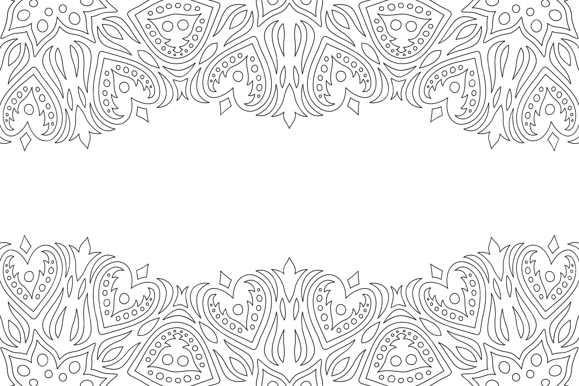 Premium vector valentine coloring book art with vintage border