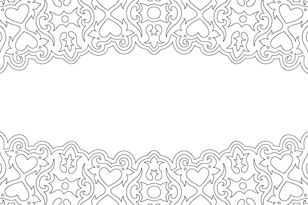 Premium vector valentine coloring book art with vintage border